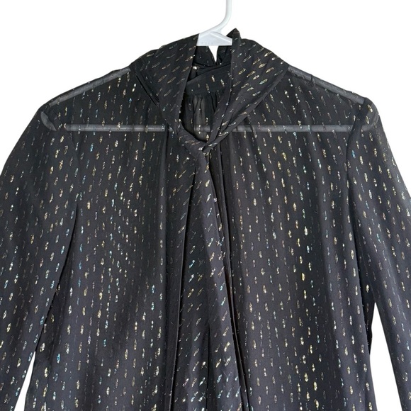 Trina Turk Black Ruffled Bell Sleeve Blouse. Size - Picture 10 of 12